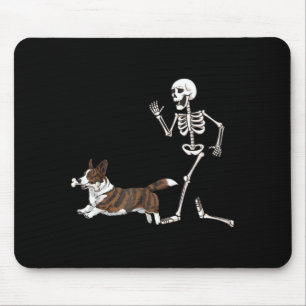 Funny Halloween Cardigan Welsh Corgi And Skeleton Mouse Mat