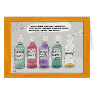 Funny Halloween Cartoon Greeting Card: Potions...