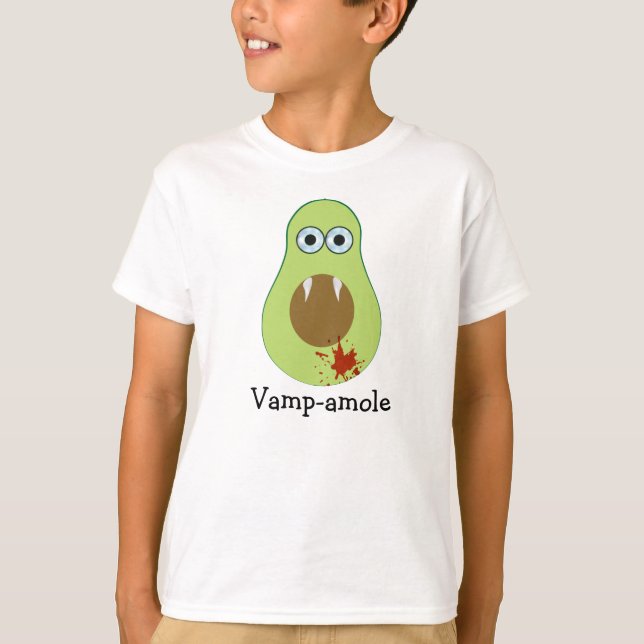 Funny Halloween Cartoon Vampire Avocado T-Shirt (Front)