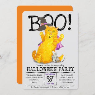 Funny Halloween Cat and Mouse Party Invitation