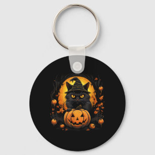 Funny Halloween Cat Costume Pumpkin Cat Black Cat Key Ring
