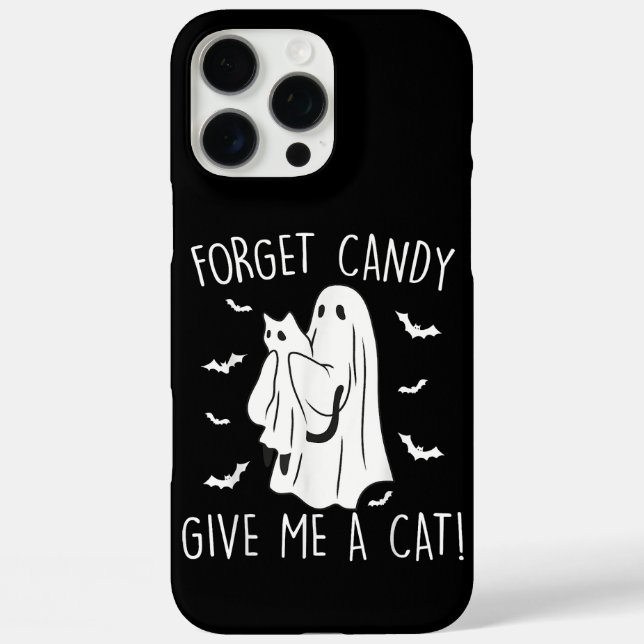 Funny Halloween Cat Ghost Forget Candy Give Me Cat Case-Mate iPhone Case (Back)