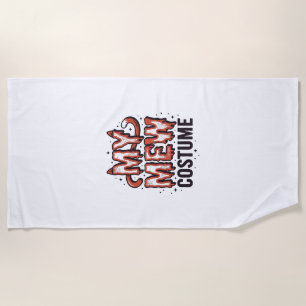 Funny Halloween Cat Mew Costume Vintage Design_1 Beach Towel
