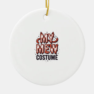 Funny Halloween Cat Mew Costume Vintage Design_1 Ceramic Tree Decoration