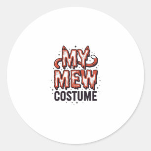 Funny Halloween Cat Mew Costume Vintage Design_1 Classic Round Sticker