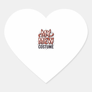 Funny Halloween Cat Mew Costume Vintage Design_1 Heart Sticker
