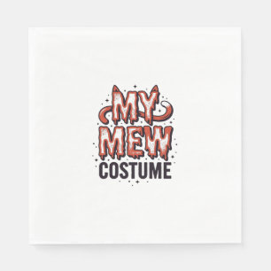 Funny Halloween Cat Mew Costume Vintage Design_1 Napkin