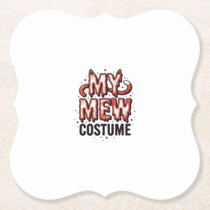 Funny Halloween Cat Mew Costume Vintage Design_1 Paper Coaster