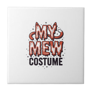 Funny Halloween Cat Mew Costume Vintage Design_1 Tile