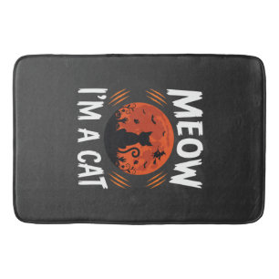 Funny Halloween Cat Moon Silhouette Graphic Bath Mat