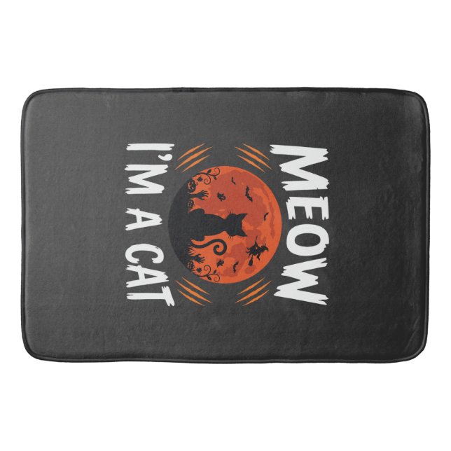 Funny Halloween Cat Moon Silhouette Graphic Bath Mat (Front)