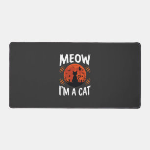 Funny Halloween Cat Moon Silhouette Graphic Desk Mat