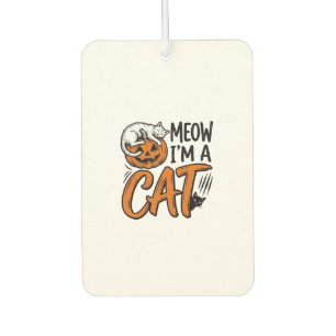 Funny Halloween Cat Pumpkin Typography Shirt Desig Car Air Freshener