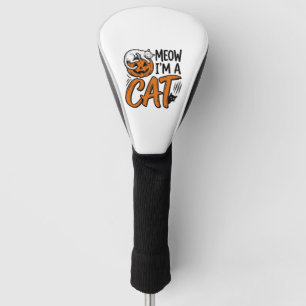 Funny Halloween Cat Pumpkin Typography Shirt Desig Golf Head Cover