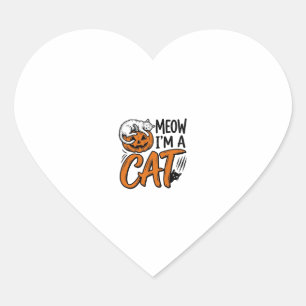Funny Halloween Cat Pumpkin Typography Shirt Desig Heart Sticker