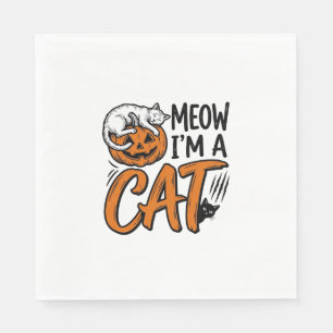 Funny Halloween Cat Pumpkin Typography Shirt Desig Napkin