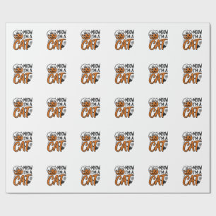 Funny Halloween Cat Pumpkin Typography Shirt Desig Wrapping Paper