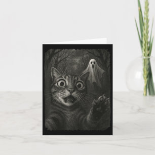Funny Halloween Cat Selfie With Soky Cat Ghost Lov Card