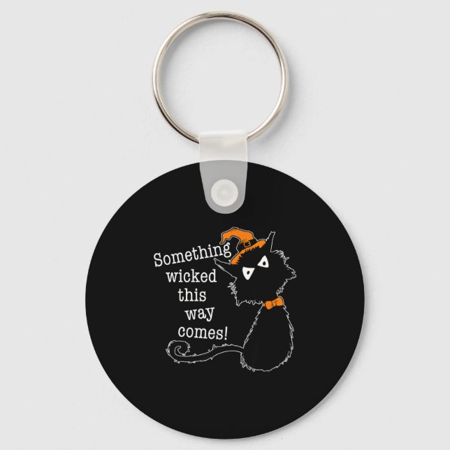 Funny Halloween Cat - Shakespeare Macbeth Quote  Key Ring (Front)