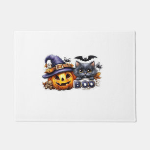 Funny Halloween Cat Sticker Witch Hat, Pumpkin an Doormat