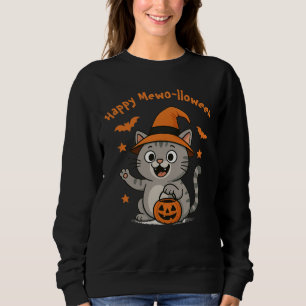 Funny Halloween Cat Sweatshirt For Cat Lovers