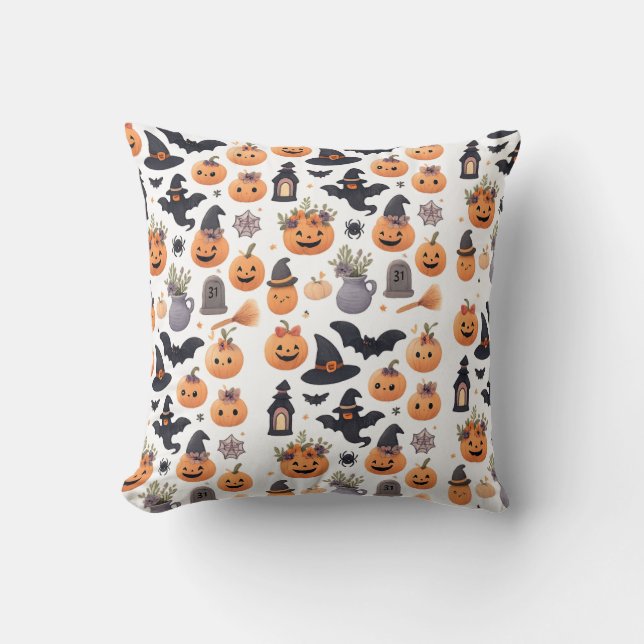 Funny Halloween Cats Pillow – Spooky Cute Fall (Front)