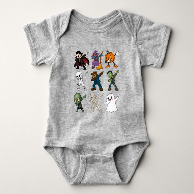 Funny Halloween Characters Dabbing Baby Bodysuit (Front)