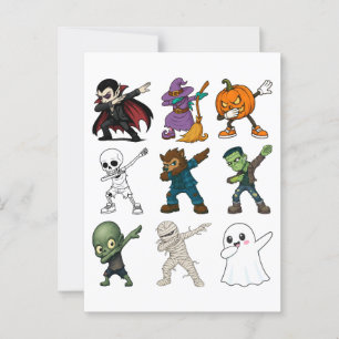 Funny Halloween Characters Dabbing Postcard