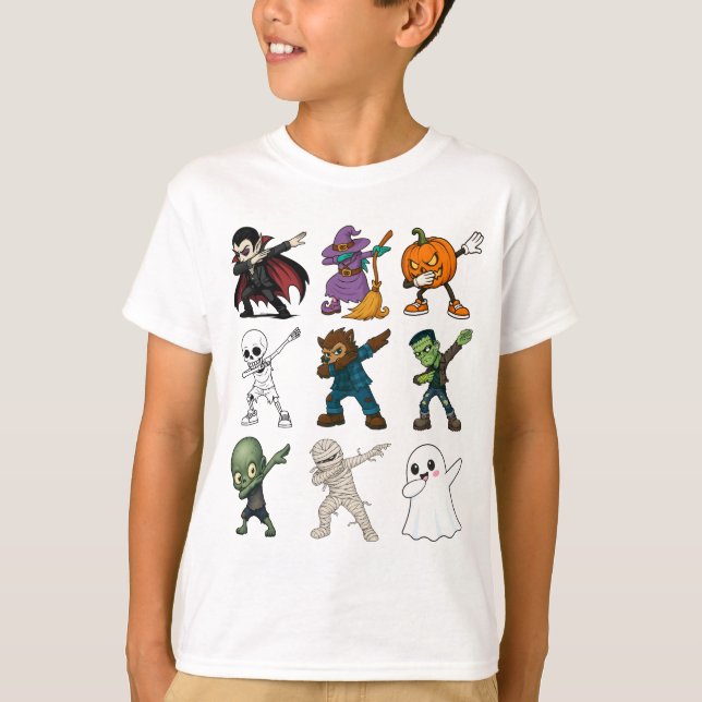 Funny Halloween Characters Dabbing T-Shirt (Front)