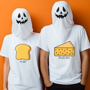 Funny Halloween cheesy I'm with toast  couples  T-Shirt