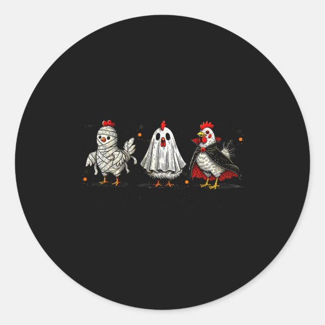 Funny Halloween Chicken Chick Or Treat  Classic Round Sticker (Front)