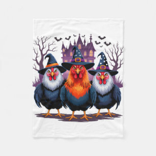 Funny Halloween Chicken Witch Spooky Season Women Fleece Blanket