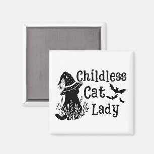 Funny Halloween Childless Cat Lady Magnet