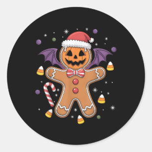 Funny Halloween Christmas Gingerbread Man Costume  Classic Round Sticker