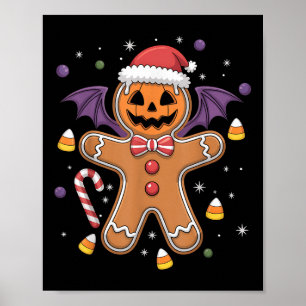 Funny Halloween Christmas Gingerbread Man Costume Poster