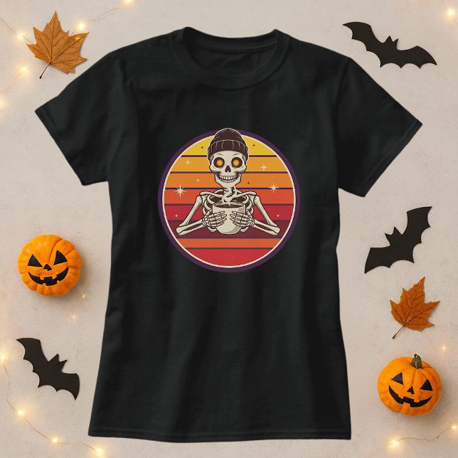  Funny Halloween Coffee Tee; Caffeinated Skeleton T-Shirt (Creator Uploaded)