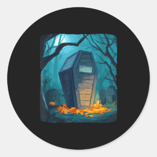 Funny halloween coffin costume for boys and girls  classic round sticker
