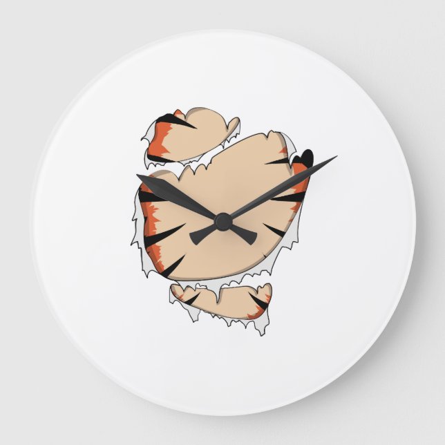 Funny Halloween Cool Funny Halloween For Tiger Large Clock (Front)