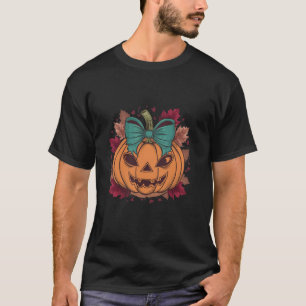 Funny Halloween Coquette Bow Pumpkin Fall Vibes Sp T-Shirt