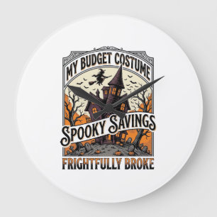 Funny Halloween Costume Broke Witch Haunted House Large Clock