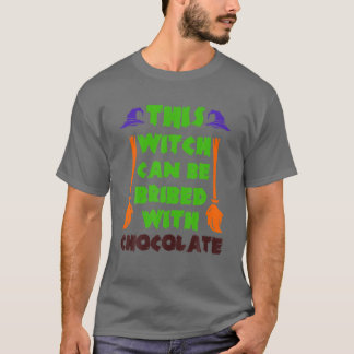 Funny Halloween Costume Chocolate With Wicth Broom T-Shirt