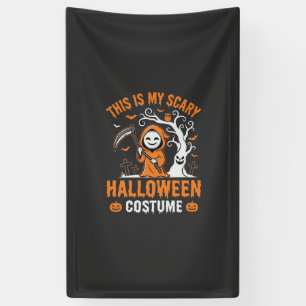 Funny Halloween Costume Grim Reaper Graveyard Desi Banner