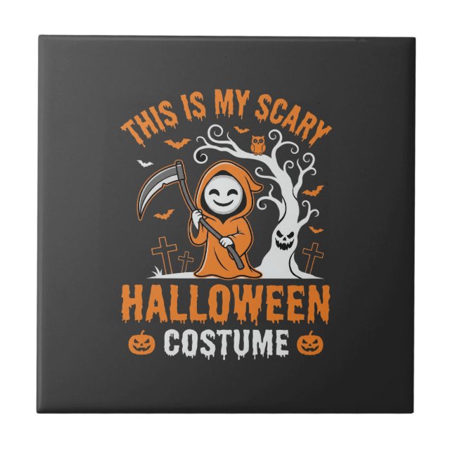 Funny Halloween Costume Grim Reaper Graveyard Desi Tile (Front)