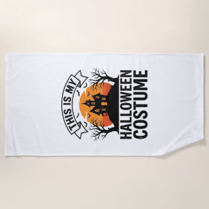 Funny Halloween Costume Haunted House Vintage Shir Beach Towel