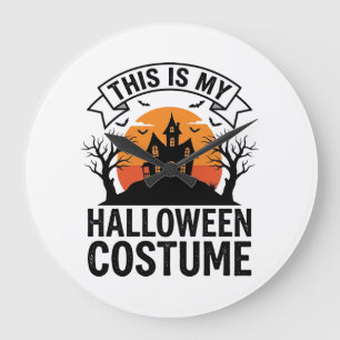 Funny Halloween Costume Haunted House Vintage Shir Large Clock