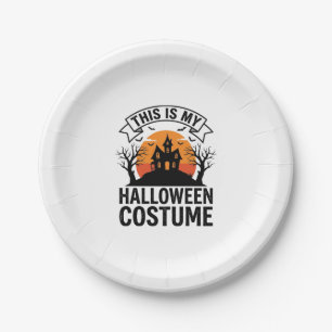 Funny Halloween Costume Haunted House Vintage Shir Paper Plate