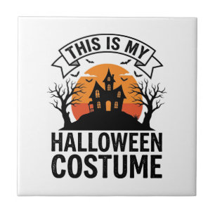 Funny Halloween Costume Haunted House Vintage Shir Tile
