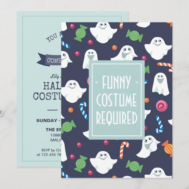 Funny Halloween Costume Party Invitation (Front/Back)