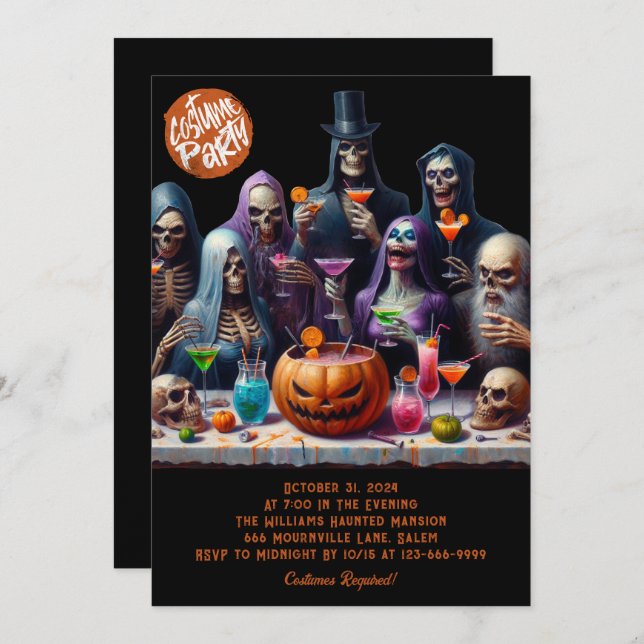 Funny Halloween Costume Party Invitation (Front/Back)