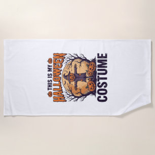 Funny Halloween Costume Pumpkin Witch Shirt Design Beach Towel